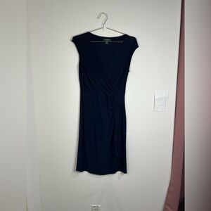 Ralph Lauren Women’s Navy Blue Ruched Wrap Dress - Size 12